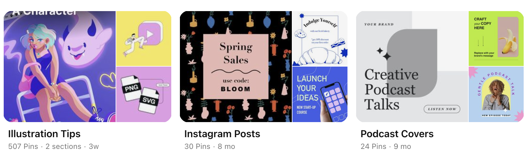 Linearity's Pinterest board covers