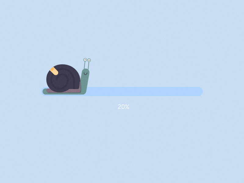 Animation of a snail representing a slow loading time.